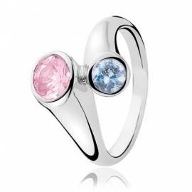Zinzi ezüst gyűrű kék és rózsaszín kövekkel