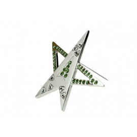 Csillag alakú bross ródiumos nikkelmentes, antiallergén ötvözetűból Swarovski kristályokkaál kirakva.