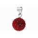 6mm-es világos piros színű, ezüst gömb alakú medál Swarovski kristályokkal.