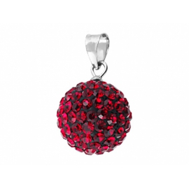 12mm-es piros színű, ezüst gömb alakú medál Swarovski kristályokkal.